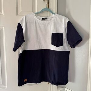 Nursing Queen Navy and White Colorblock Tee